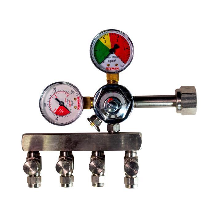 regulador de pressao p/ co2 chopp 4 vias com manometro